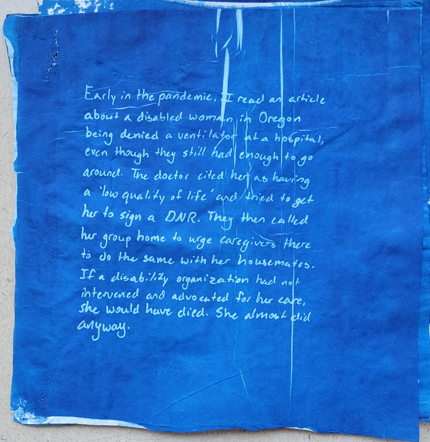 Disposability, 2022, writing 2