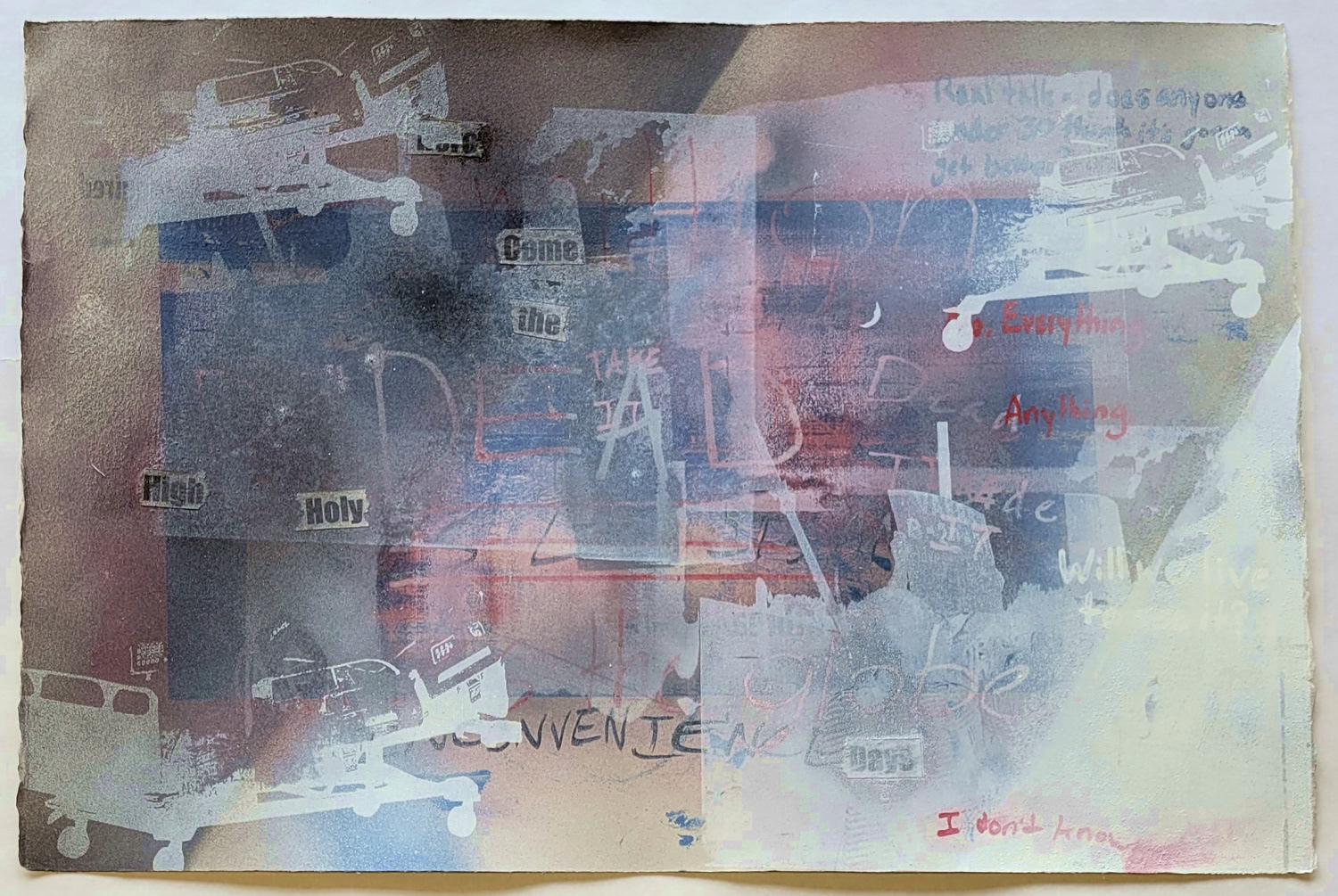 Yell I, 2021, mixed media, 22x15"