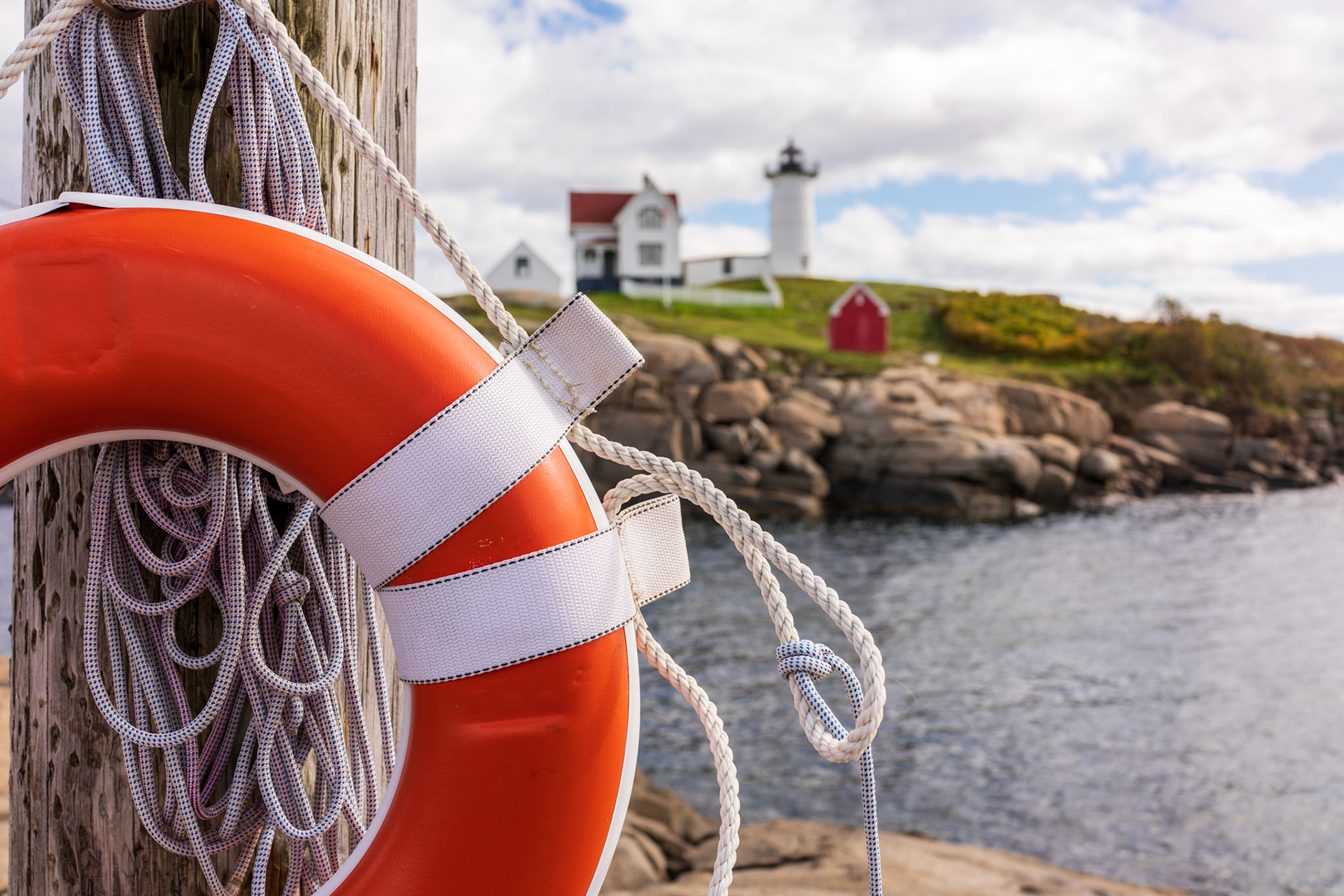Nubble lighthouse and lifesaver