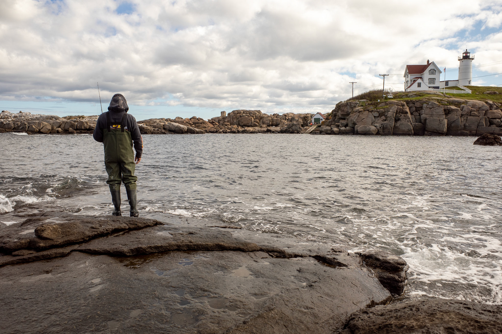 fishing at the Nubble lighthouse