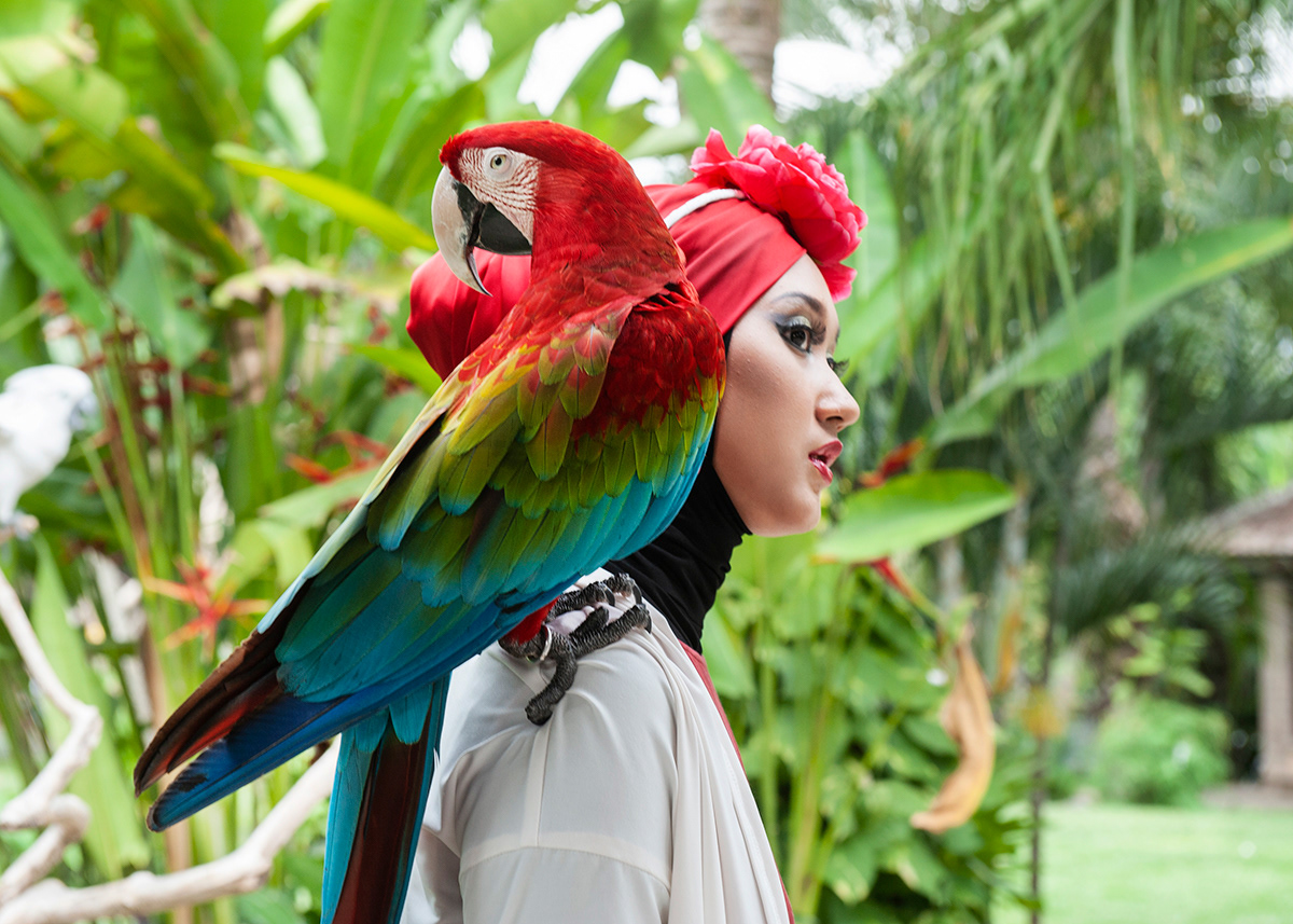 Fashion designer Dian Pelangi poses during a photoshoot at Bali Birds Park. The increased demand for Islamic clothing has encouraged the growth of the domestic Muslim fashion industry. In a relatively short time, Muslim wear has become an important segment of the national textile industry. Indonesia has routinely organised annual Islamic fashion shows to help promote the domestic muslimwear industry at the international level. Moreover, the Indonesian government also encourages local Muslim fashion designers to participate in overseas exhibitions to introduce their brands to global customers.