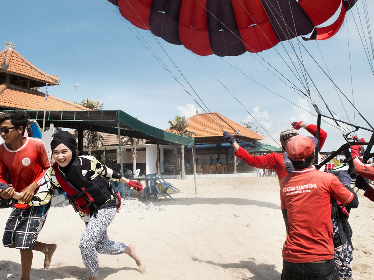 Fashion designer Dian Pelangi during a holiday trip in Bali. Although Muslim consumers share commonalities, they also have very different purchasing behaviour and expectations depending on whether their religious views are conservative, New-Age, liberal. Indonesia has been named a prime Muslim-friendly destination along with Malaysia, Thailand, Taiwan, and Hong Kong.