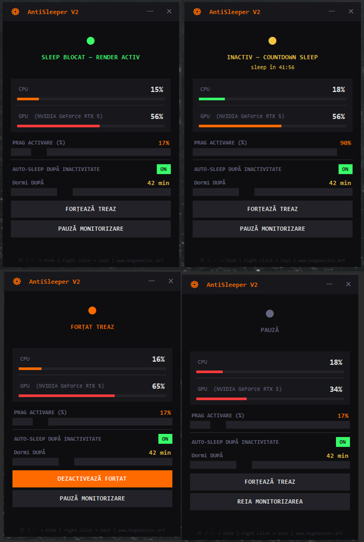 windows anti sleep monitoring render guard, pause sleep