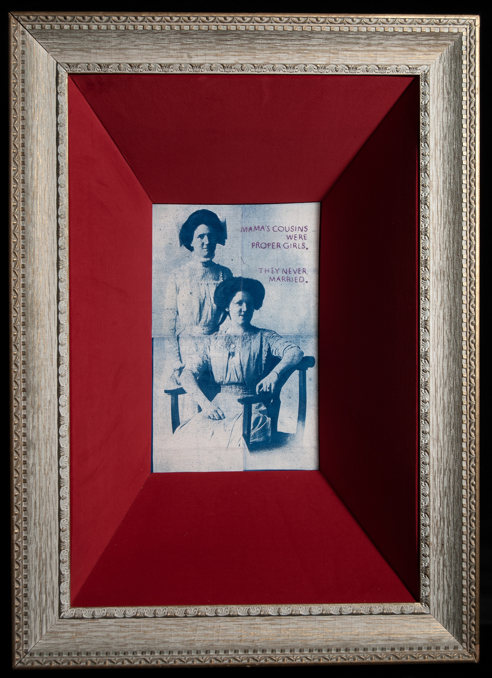 Mama's Cousins, Cyanotype and Mixed Media, 40"X32"X6"