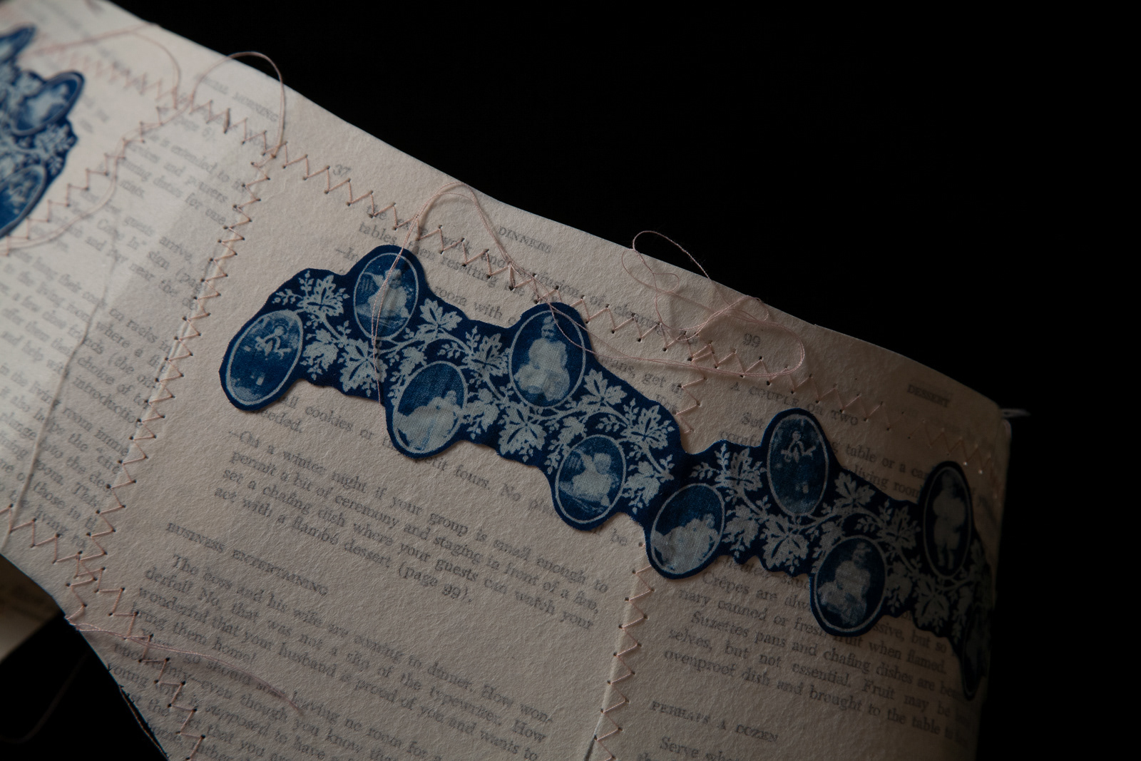 Garter Belt (detail), Cyanotype and Mixed Media, 15"X20"x2"