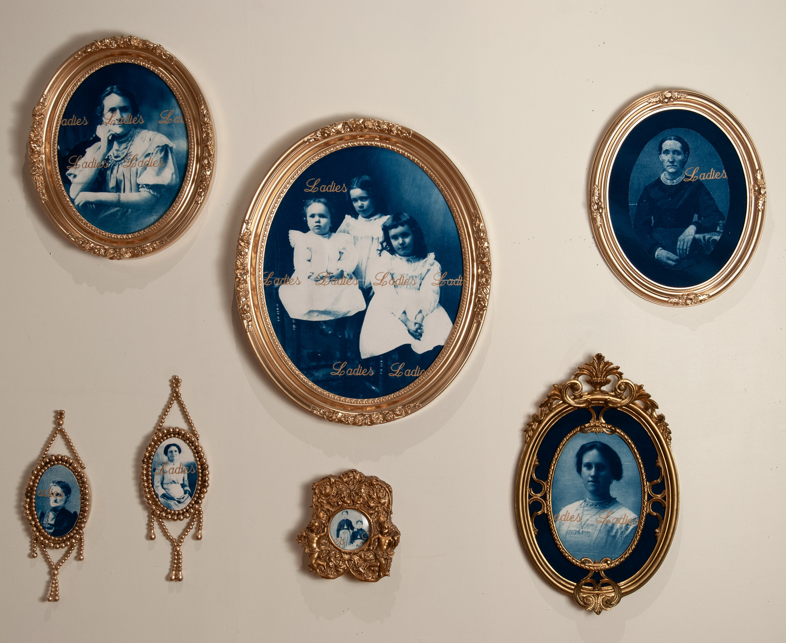 Ladies and Gentlemen...(detail), Cyanotype and Mixed Media, 6'X12'