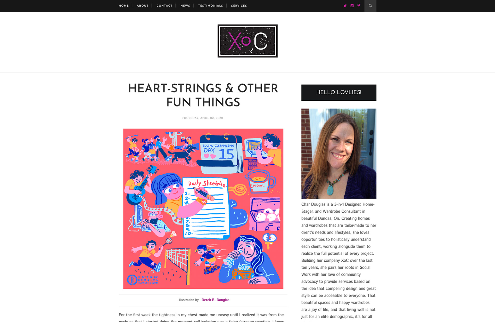 Heart Strings blog illustration shown on the blog website