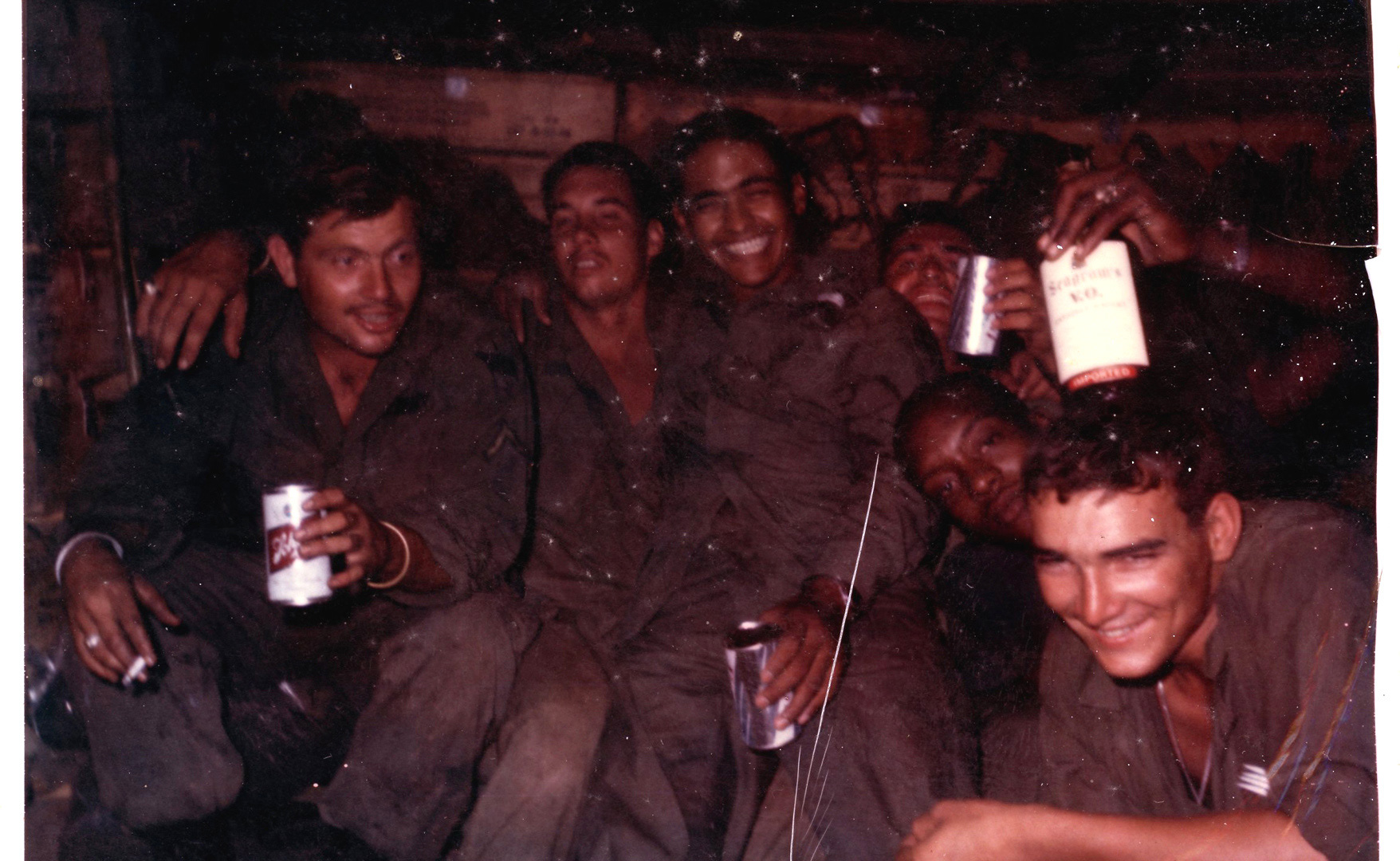 Draper with artillery crew, Me, Frank Garcia, Danial Conte, Moses, Gerry Watson. Draper was killed a few nights later in a mortar attack