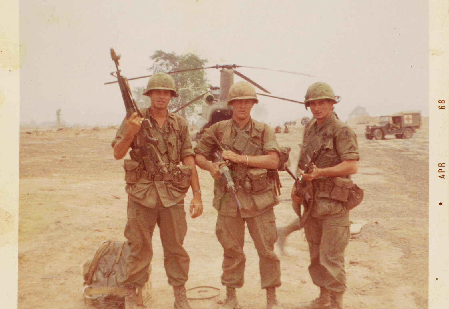 3 FNGs - Me, Barry, James DeCrain just before taking chopper to LZ Incoming.