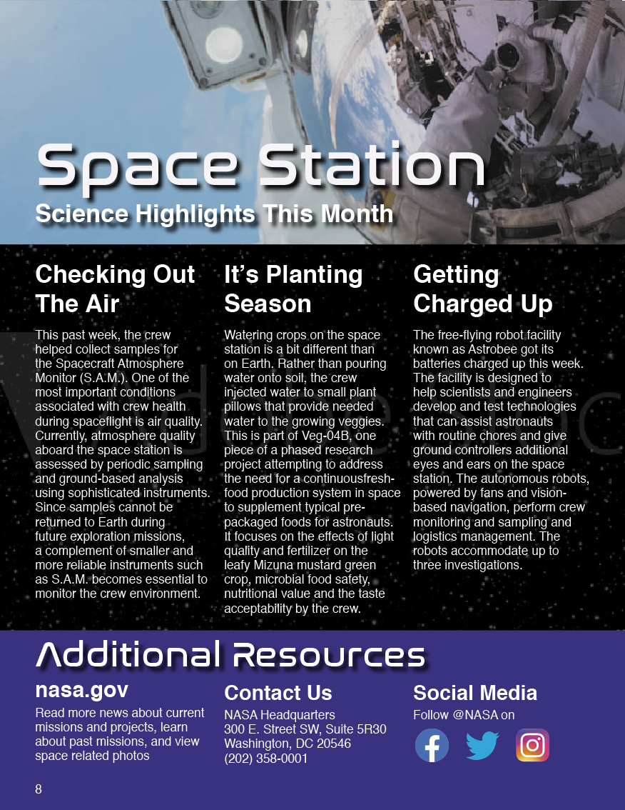 NASA Newsletter Back Cover
