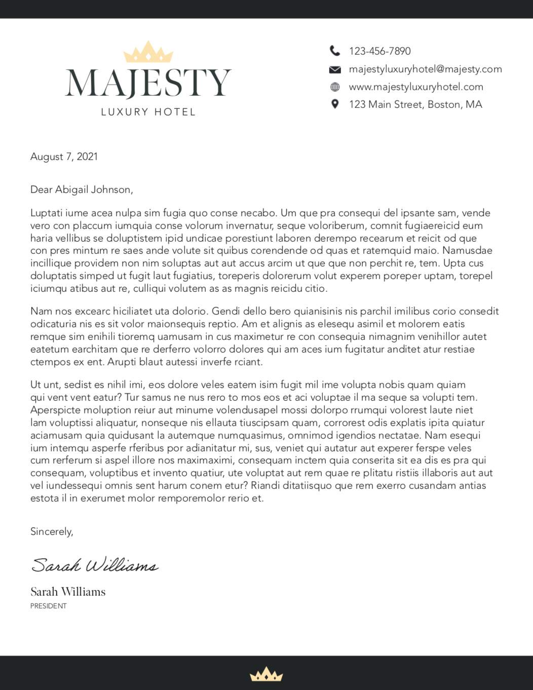Hotel Letterhead