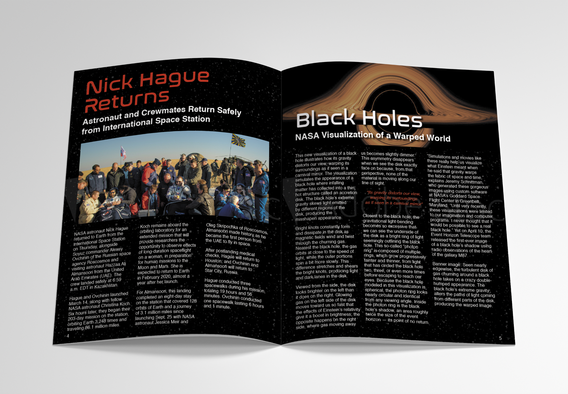 NASA Newsletter Spread