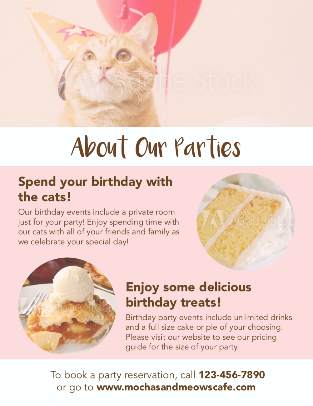 Cat Café Tent Card / Flyer Back