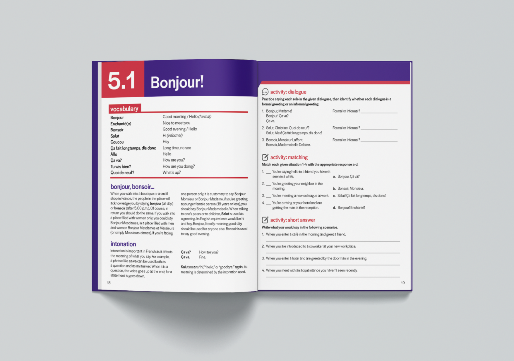 French Textbook Lesson Spread