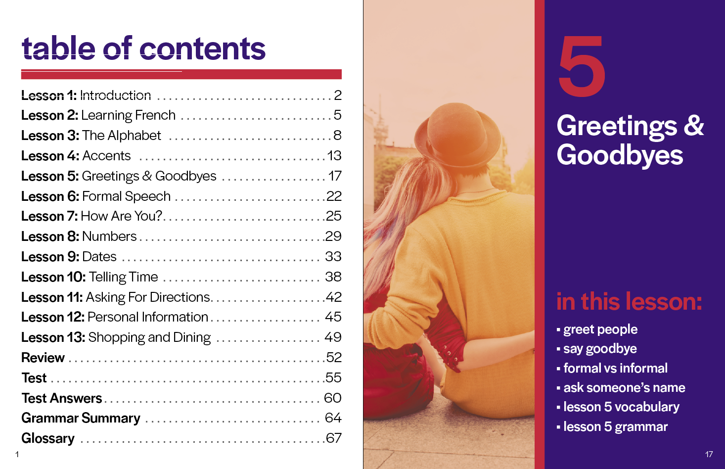 French Textbook Table of Contents & Chapter Page