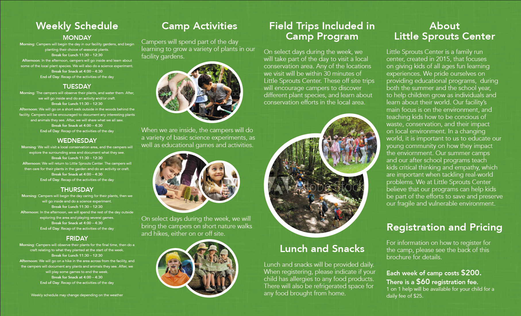 Summer Camp Brochure Inside Pages