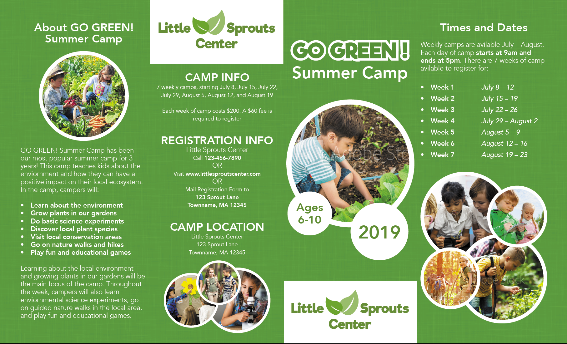 Summer Camp Brochure Outside Pages