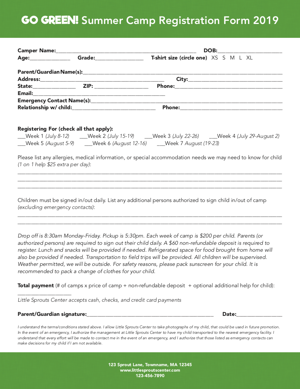 Summer Camp Application