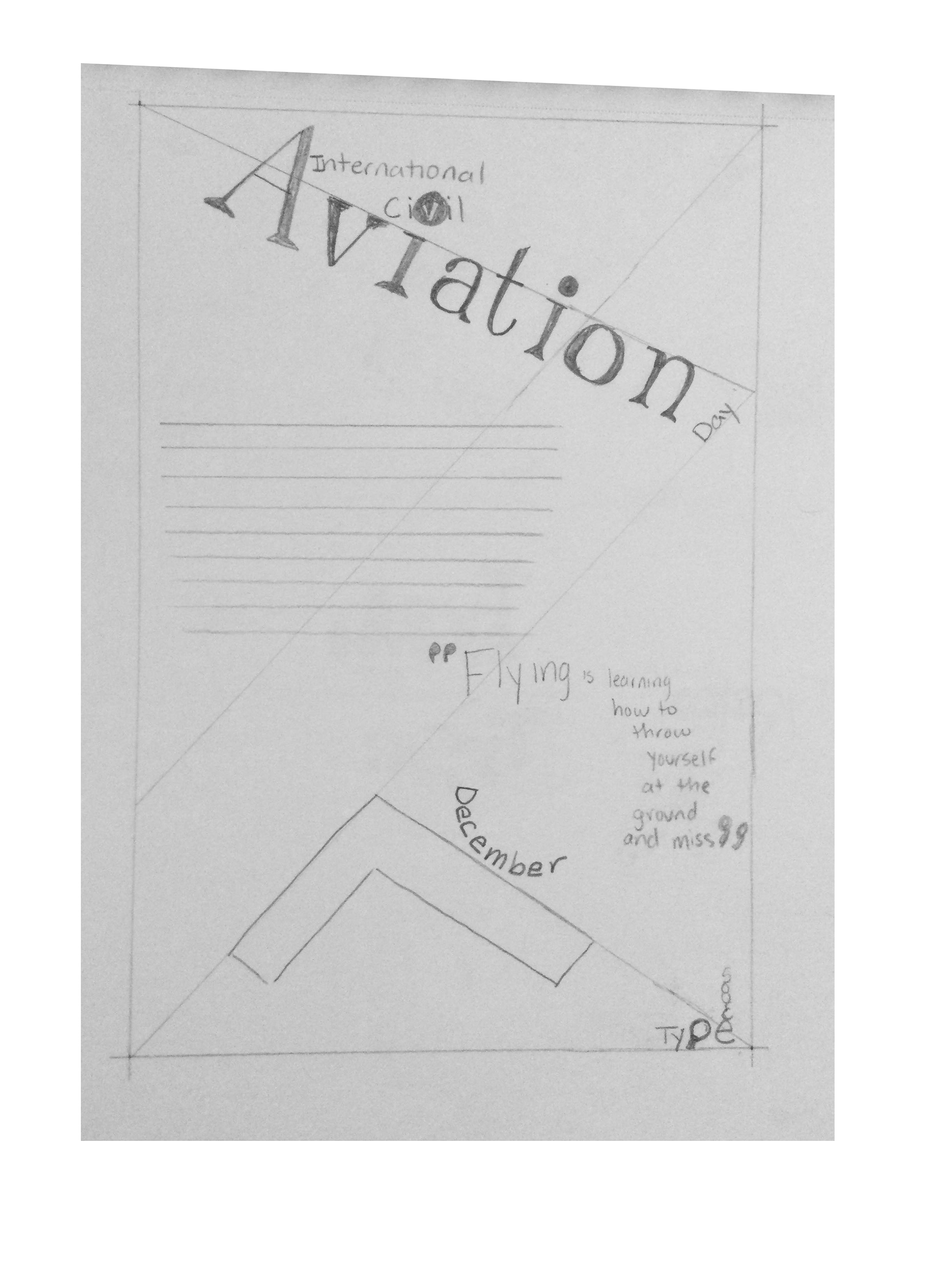 sketch of an event poster for international civil aviation day.