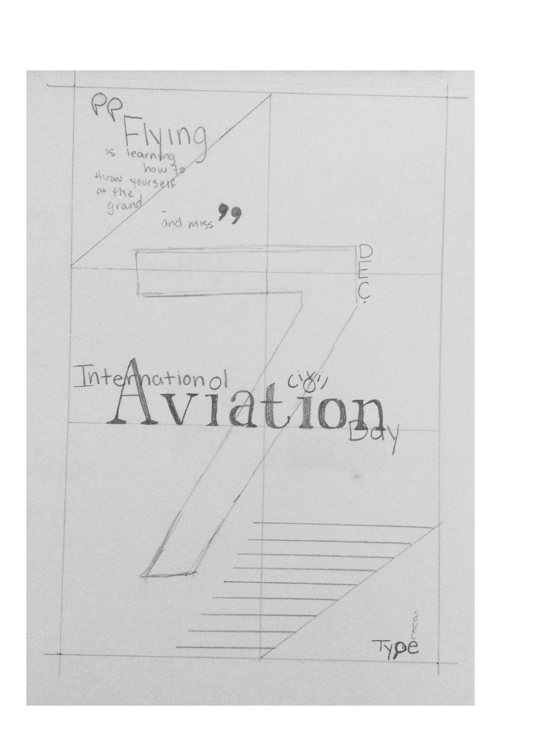 sketch of an event poster for international civil aviation day.