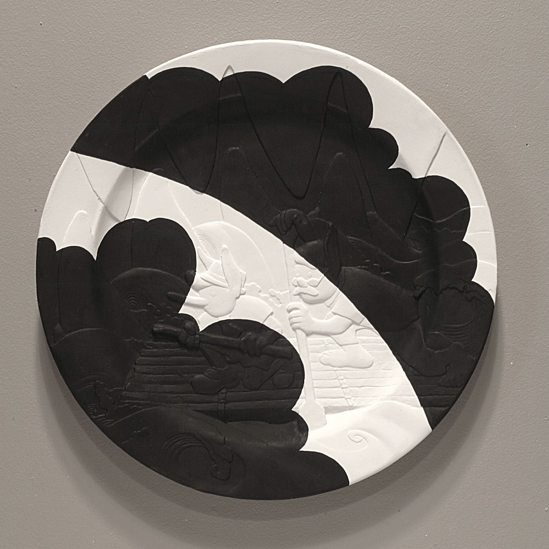 “Out Of The Frying Pan (Hi-Contrast Re-Mix)  #6”, 2013, Plaster, enamel, 11" diameter