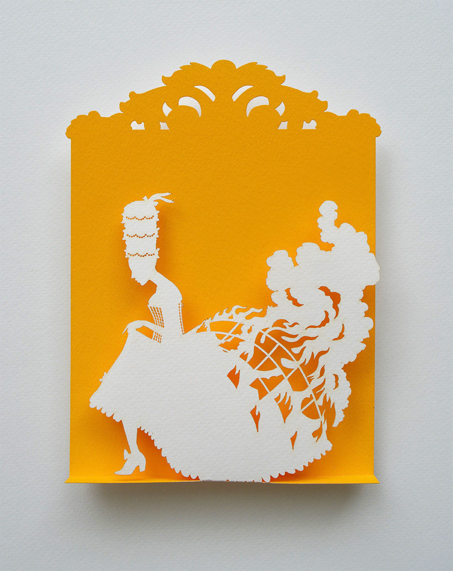 "Daughter Of The Revolution", 2015, Cut paper, paint,  7”w x 9.5”h x .75”d