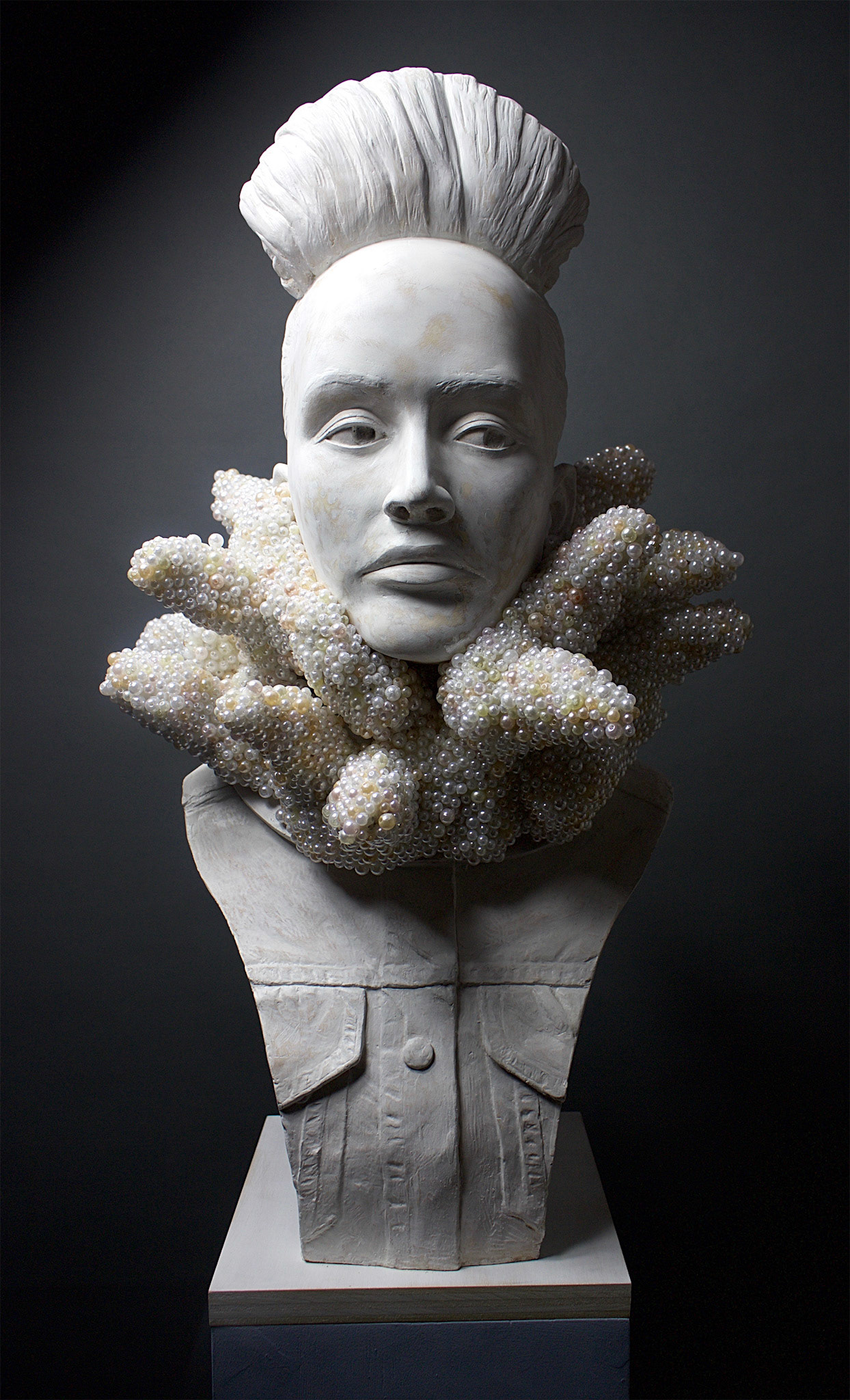 “The Oyster”, 2017, Fiberglass reinforced plaster, beads, paint, 12”w x 24.875 x 14"d