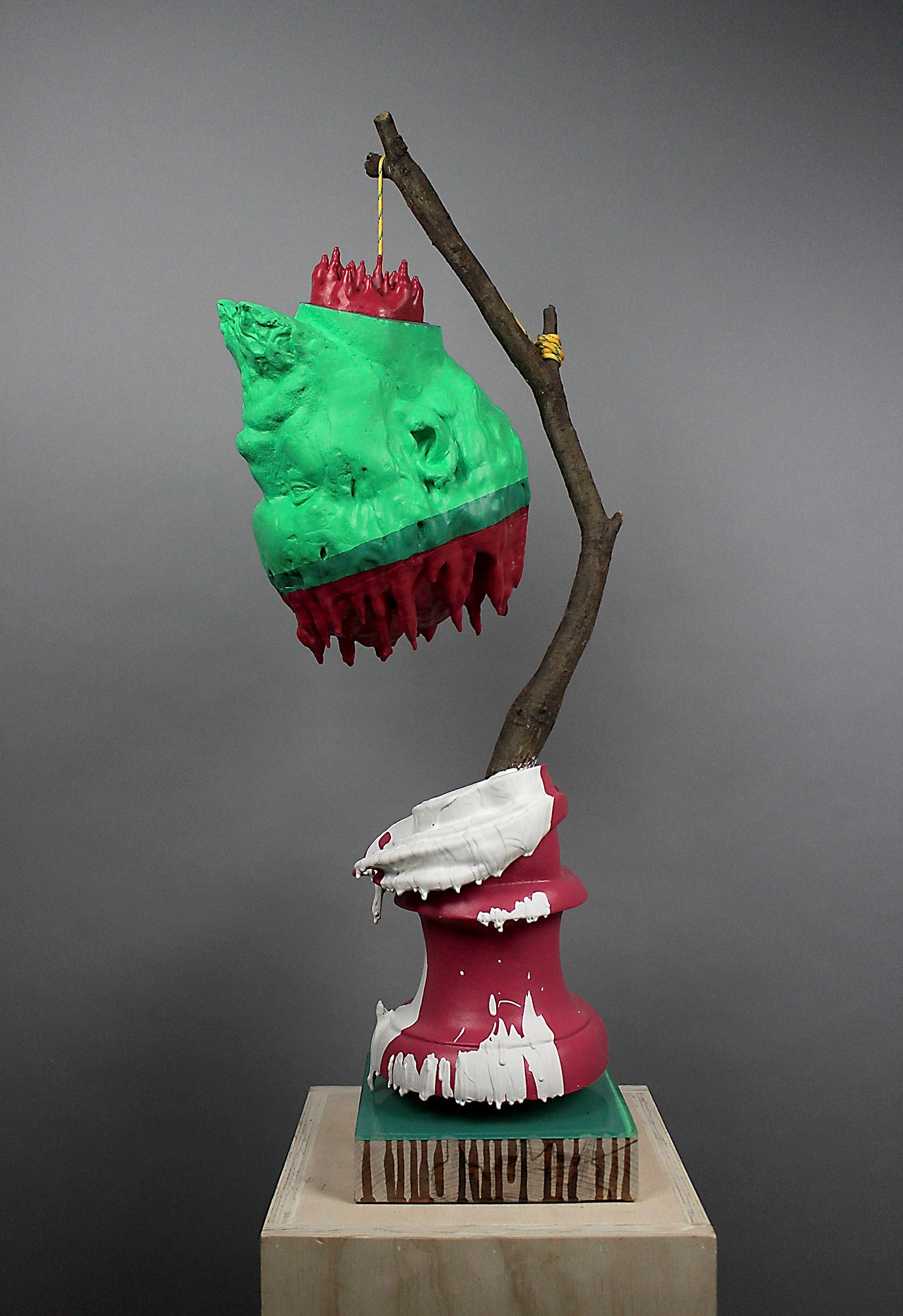 “An Exact Record Of How It Happened”, 2020, Plaster, paint, wax, thermoplastic, epoxy, wood, 12”w x 33.25”h x 12”d