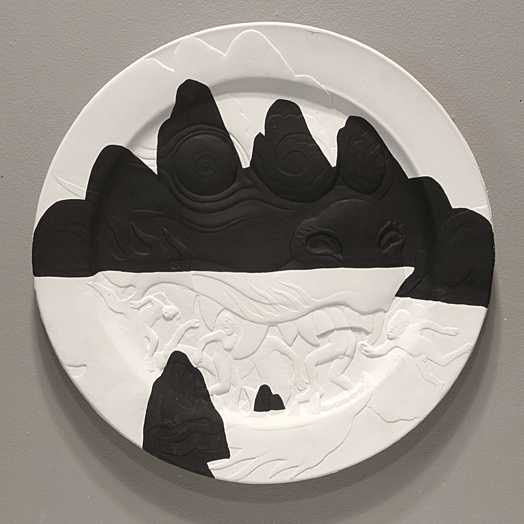 “Out Of The Frying Pan (Hi-Contrast Re-Mix)  #5”, 2013, Plaster, enamel, 11" diameter