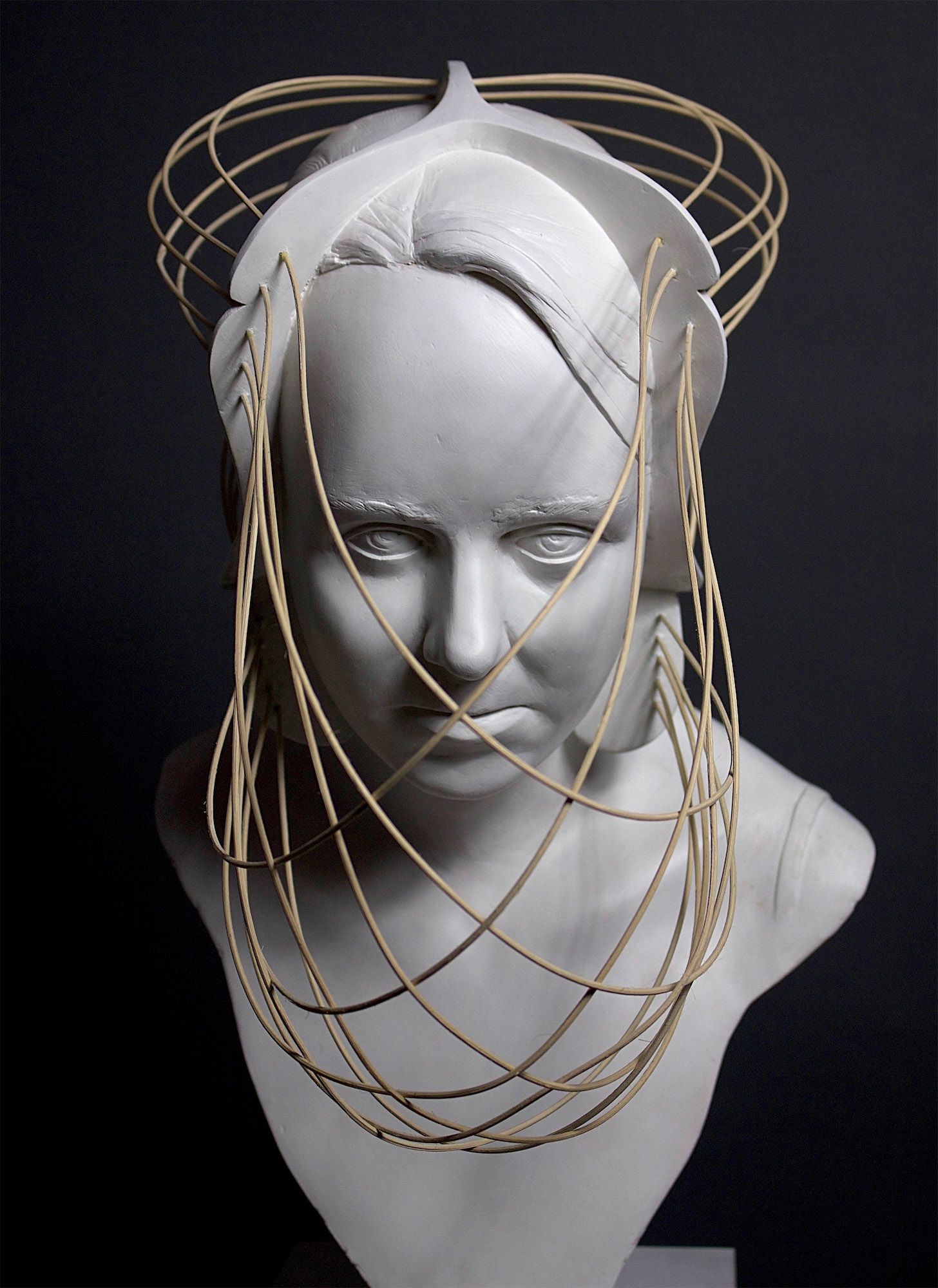 “La Balena”, 2017, Fiberglass reinforced plaster, wicker, paint, 11.5”w x 16.375”h x 19.75”d 