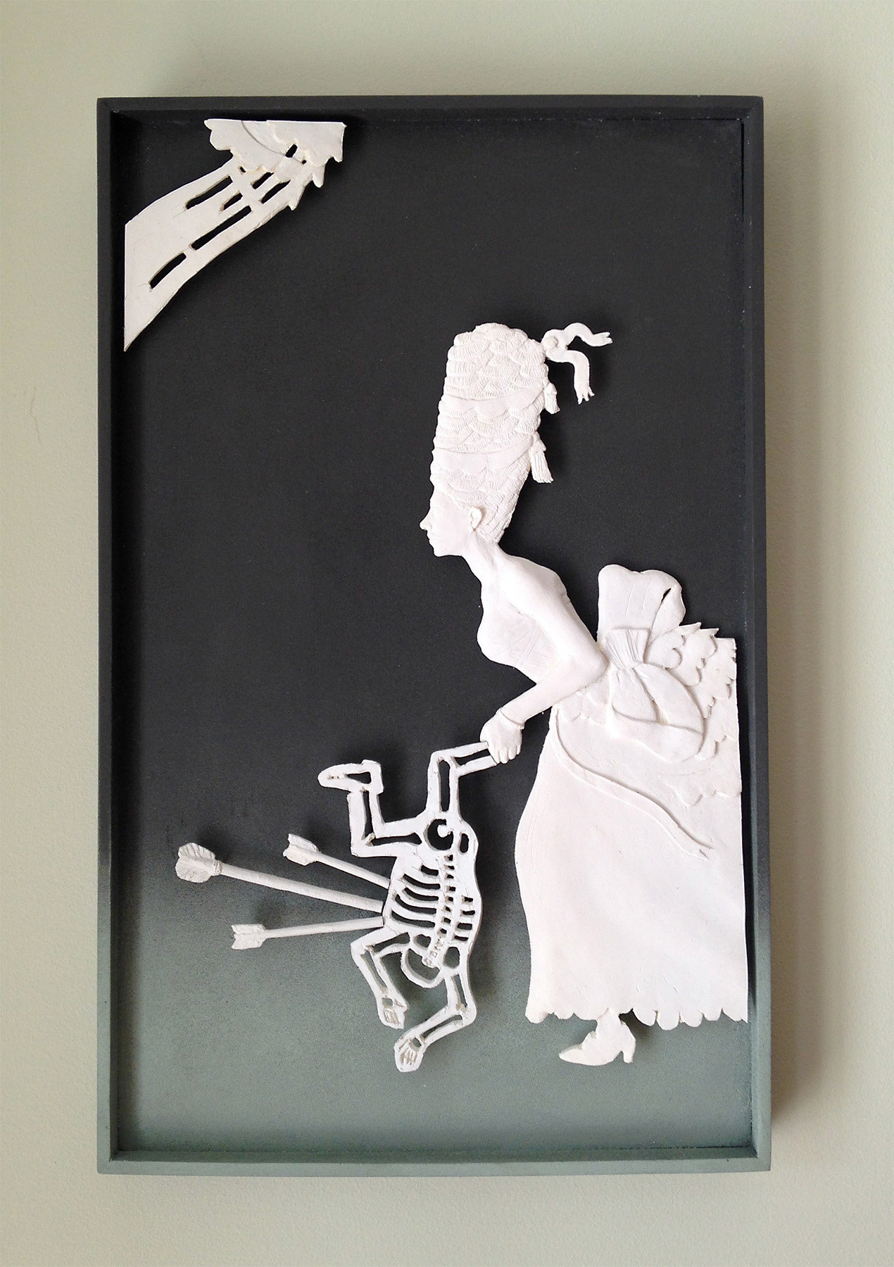 "Underworld", 2014, Urethane Plastic, nails, wood, paint, 11”w x 22”h x 2.25"d