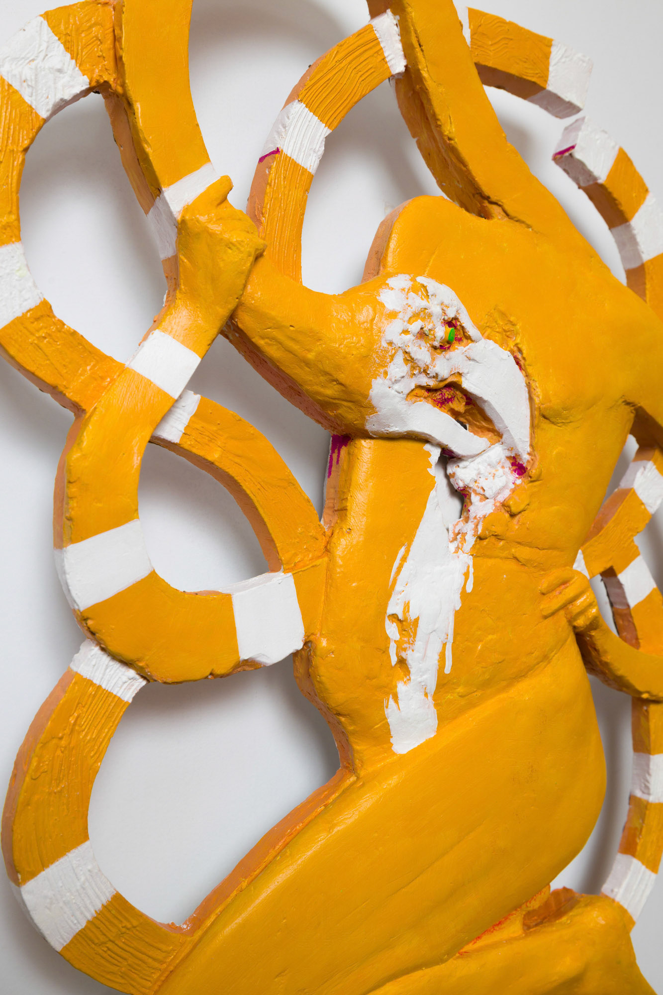“One Footed Trauma Vessel”, 2024, Fiberglass reinforced plaster, paint, 14.75”w x 29.5”h x 2.5”h