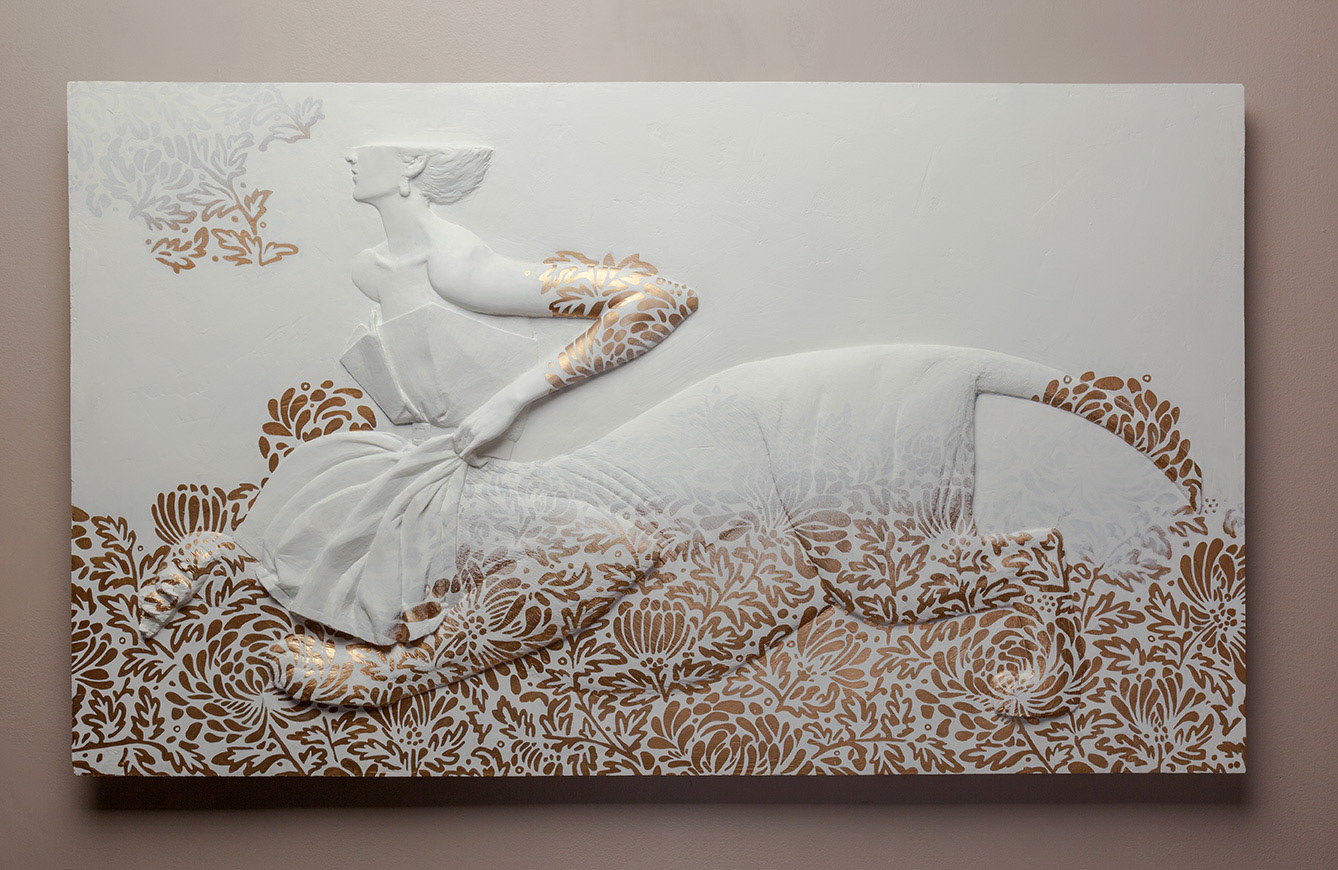 “Pattern Recognition”, 2014, Plaster, Paint, Enamel, 42”w x 25”h x 1”d