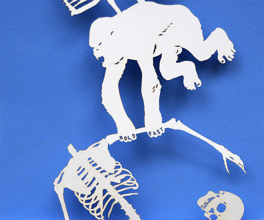 "Hold Fast", 2015, Cut paper, paint,  6”w x 9.5”h x .75”d