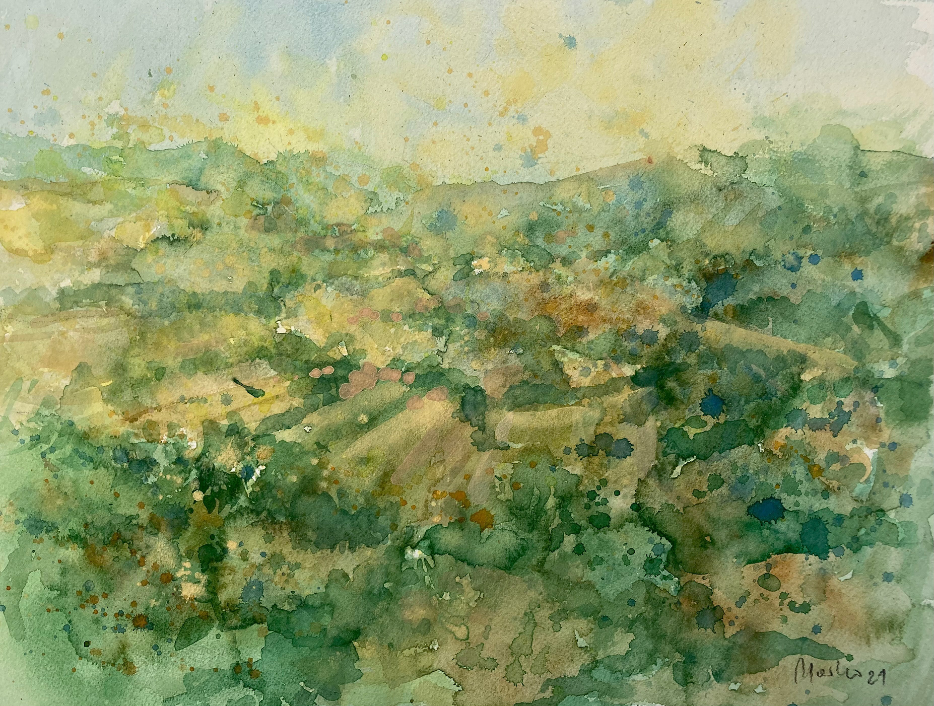 Umbrische Landschaft bei Ficulle (Aquarell, 29x38), 2021