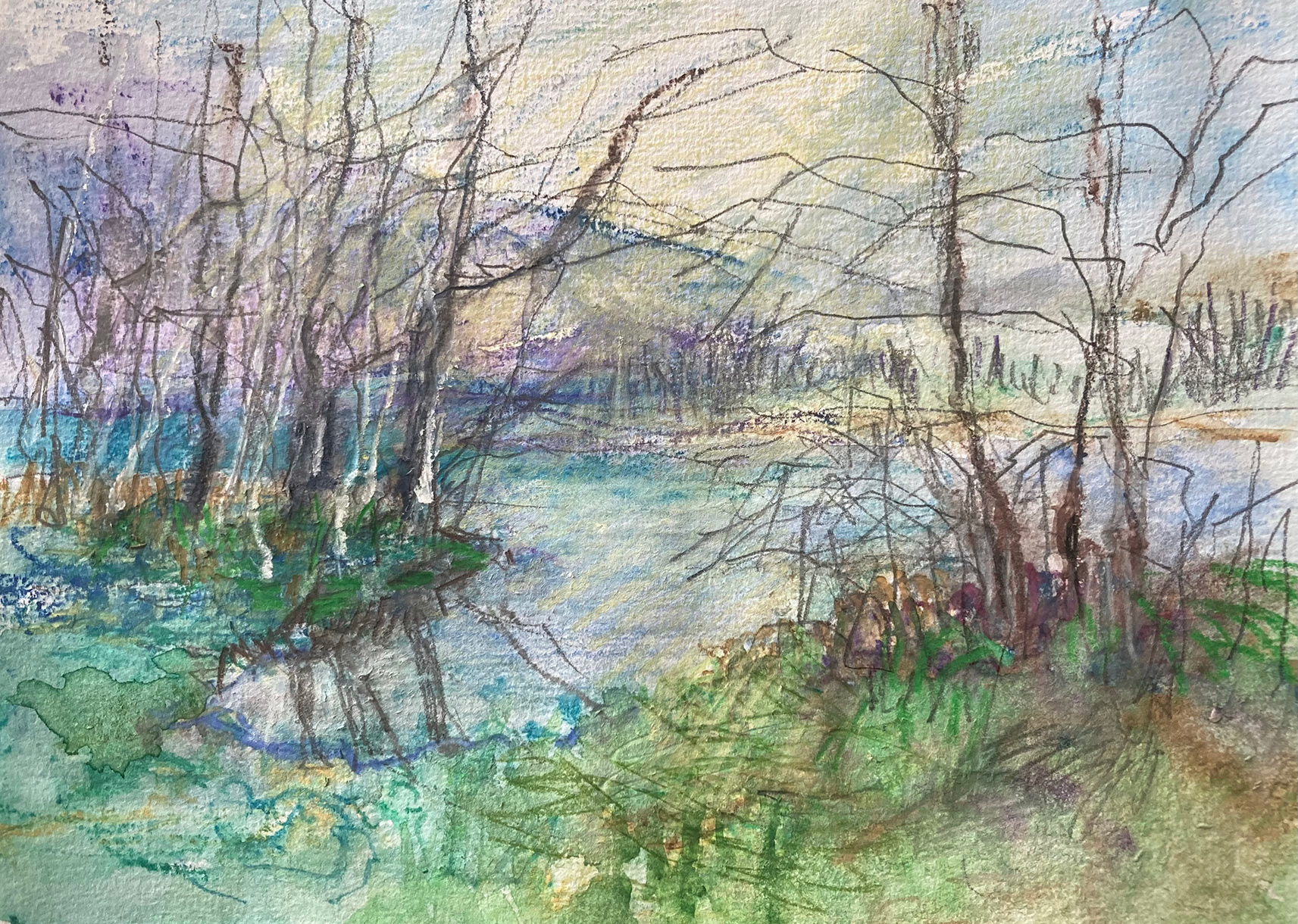 Erlauf (Buntstift, 15x21), 2021