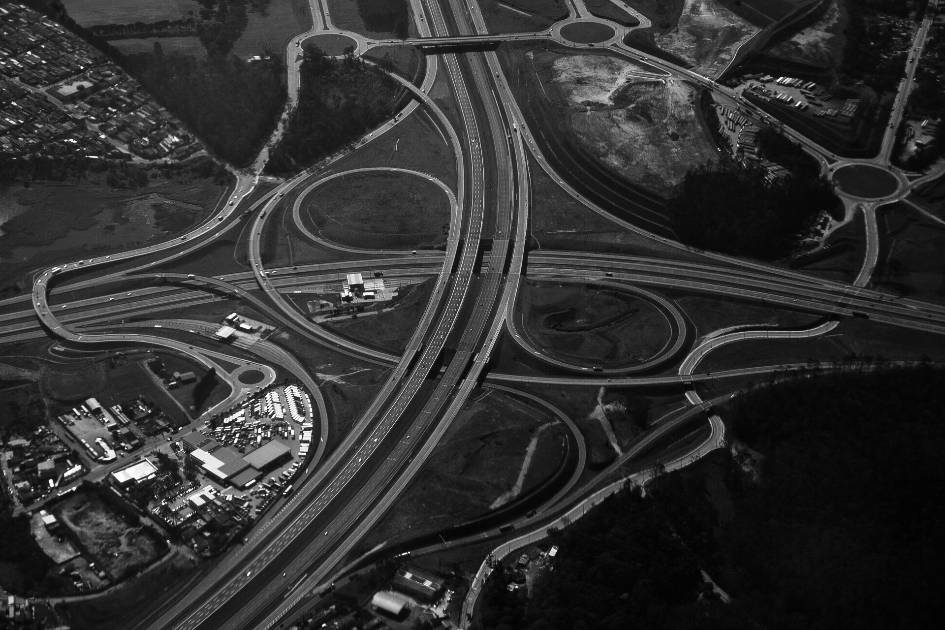 Vista aérea das autopistas de São Paulo, Brasil