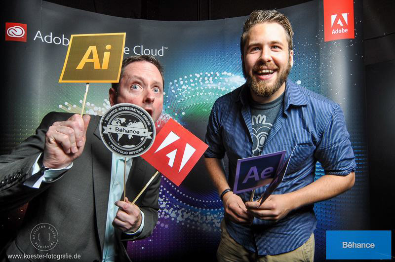 Enjoying the photo booth at the 2014 Adobe conference.