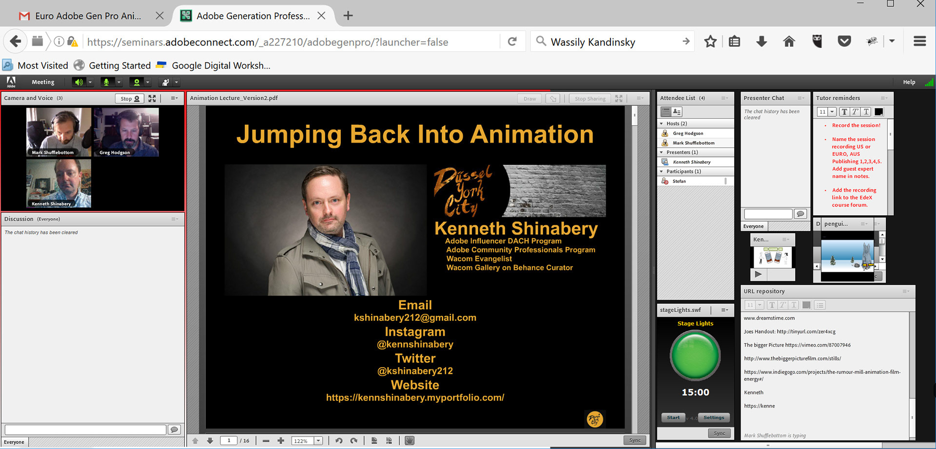 Screenshot of me preparing my speech with the Adobe Generation Professionals Team.