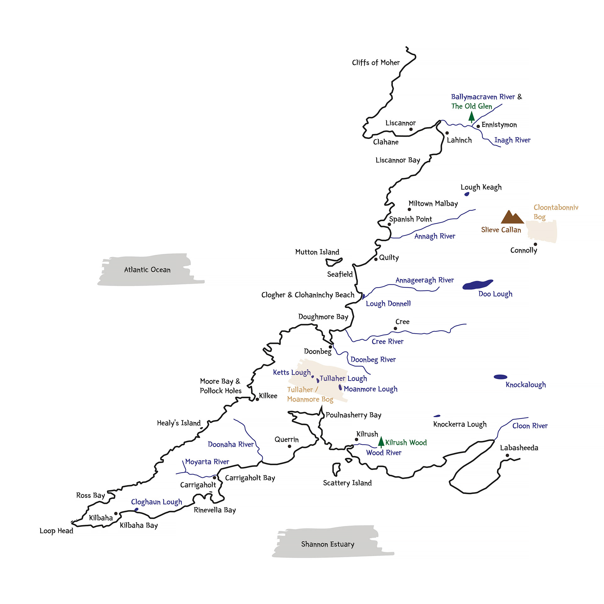 Wild West Clare map