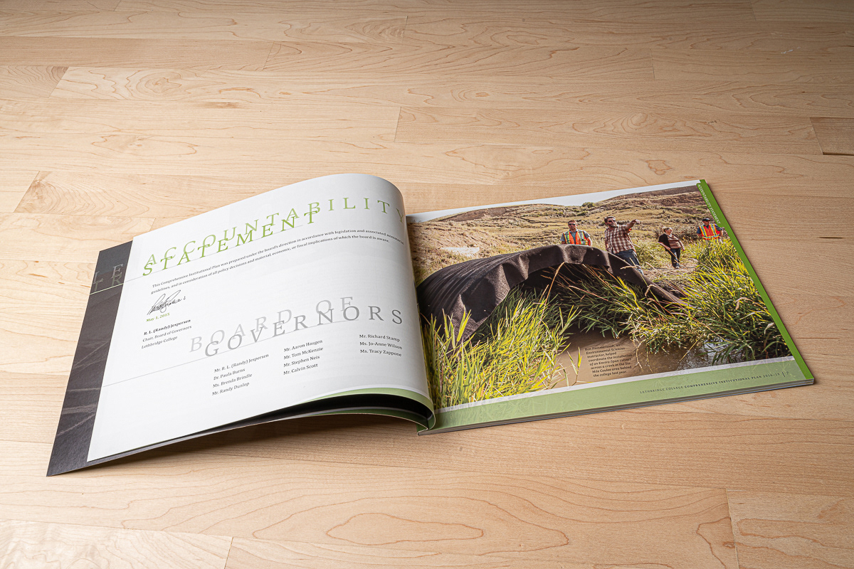 Institutional Plan photography, layout and design for Lethbridge College.