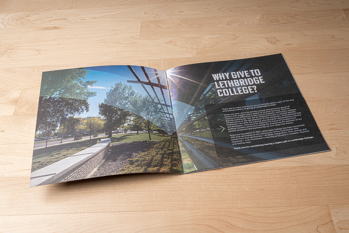 Fundraising booklet photography and design for Lethbridge College.