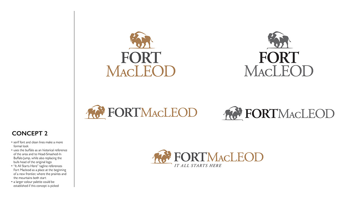 Rebrand design concept for town of Fort Macleod.