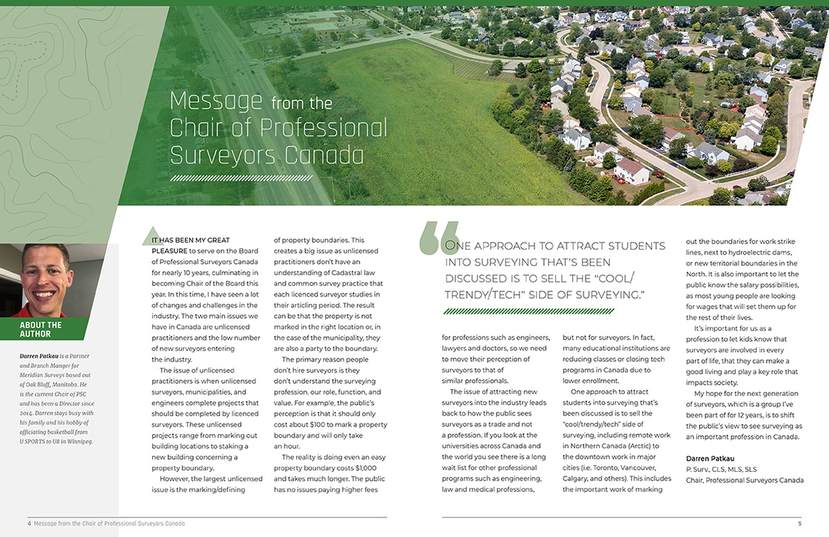 Magazine redesign for Professional Surveyors of Canada.