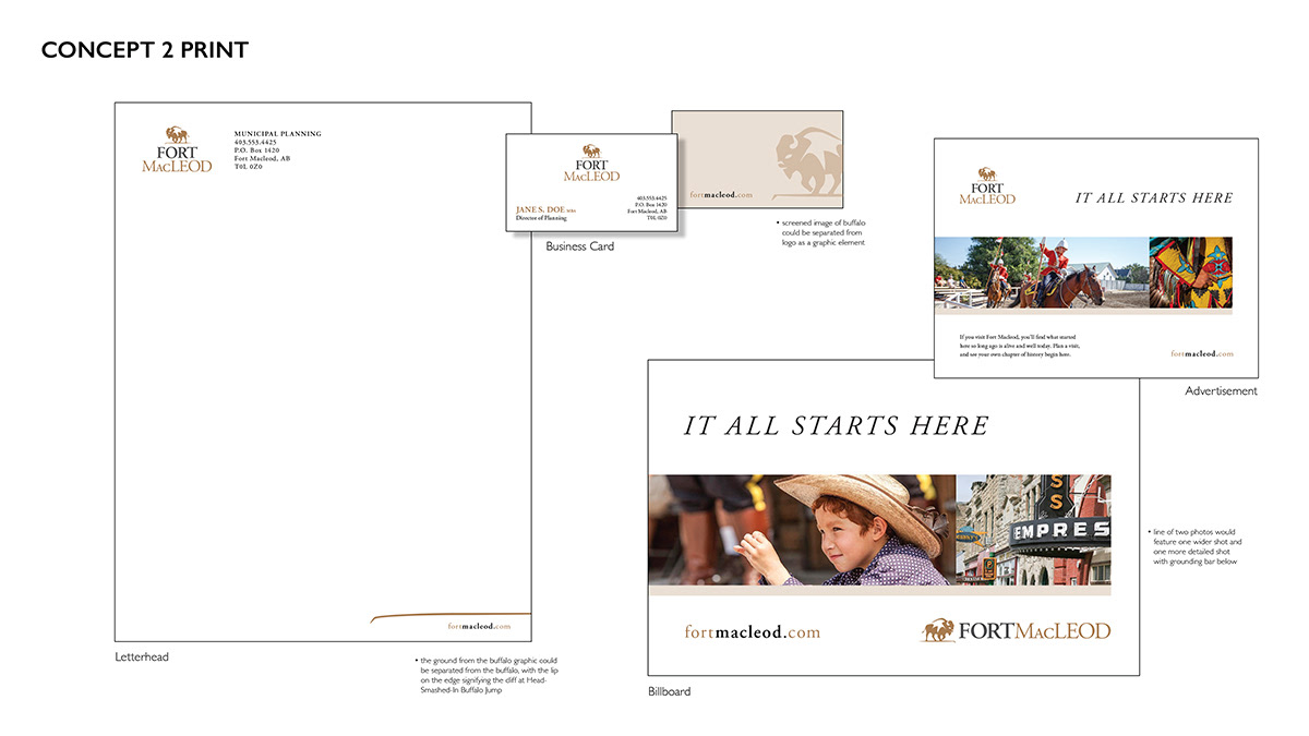 Rebrand design concept for town of Fort Macleod.