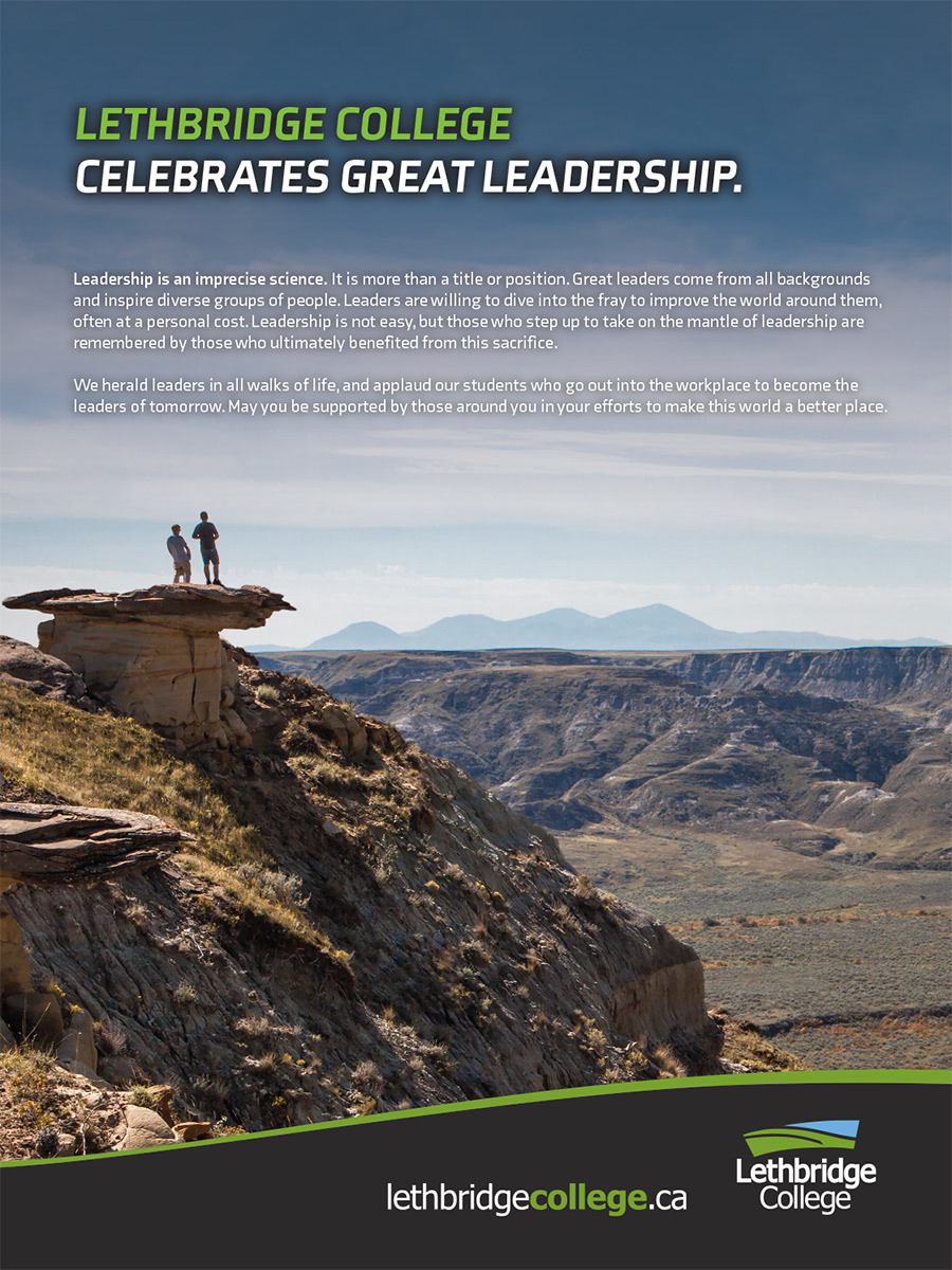 Advertisement photography and design for Lethbridge College.