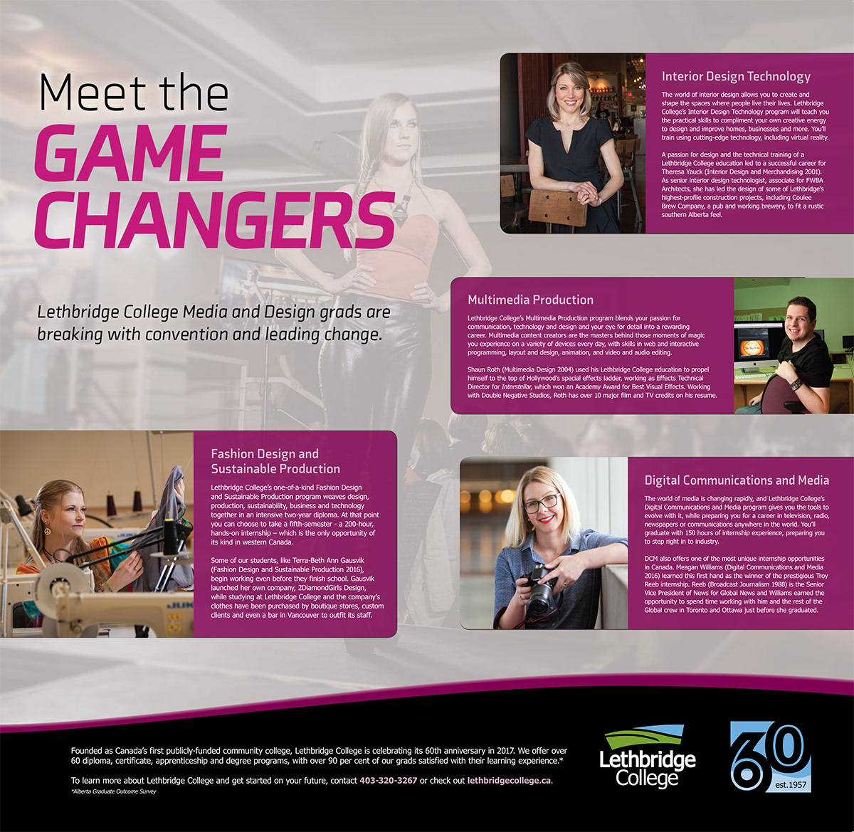Newspaper advertisement photography and design for Lethbridge College.