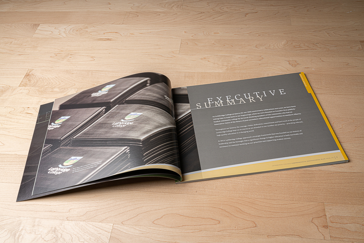 Institutional Plan photography, layout and design for Lethbridge College.