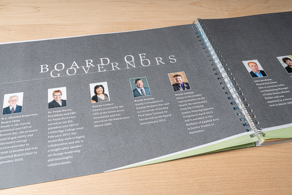 Annual Report photography, layout and design for Lethbridge College.