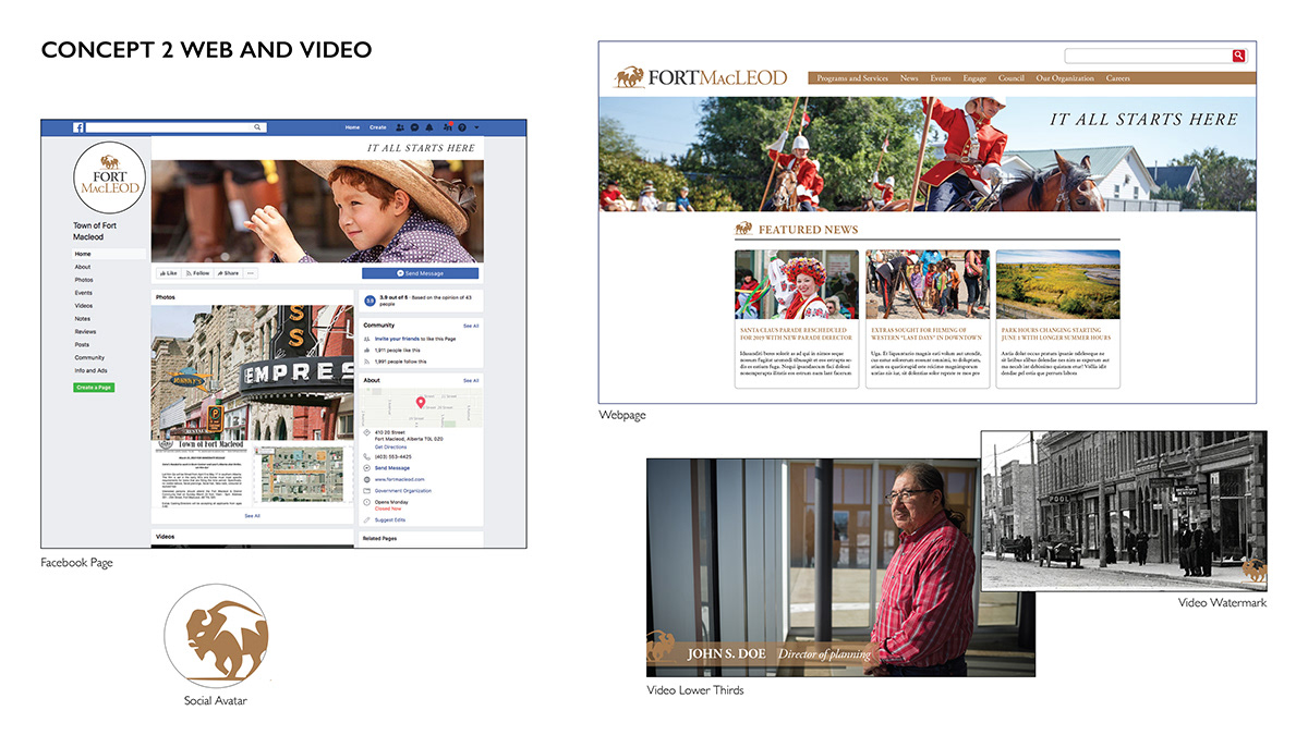 Rebrand design concept for town of Fort Macleod.